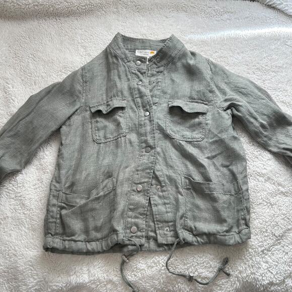 C&C California Jackets & Blazers - C & C California Linen Utility Jacket Womens M Natural Minimalist Boho Resort